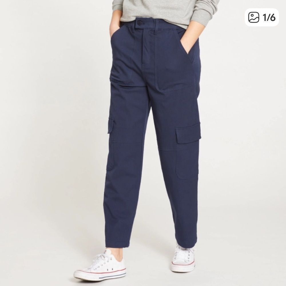 Universal Standard Karlee Stretch Cotton Twill Cargo Pant Navy Blue Womens 14/16